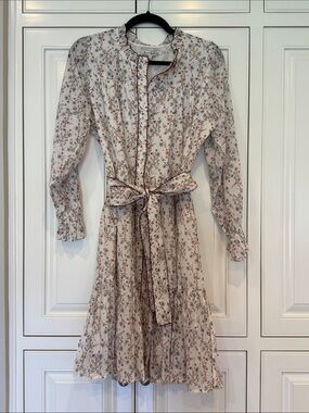 Baybala Floral Tie-Waist Cream Midi Dress-NWT